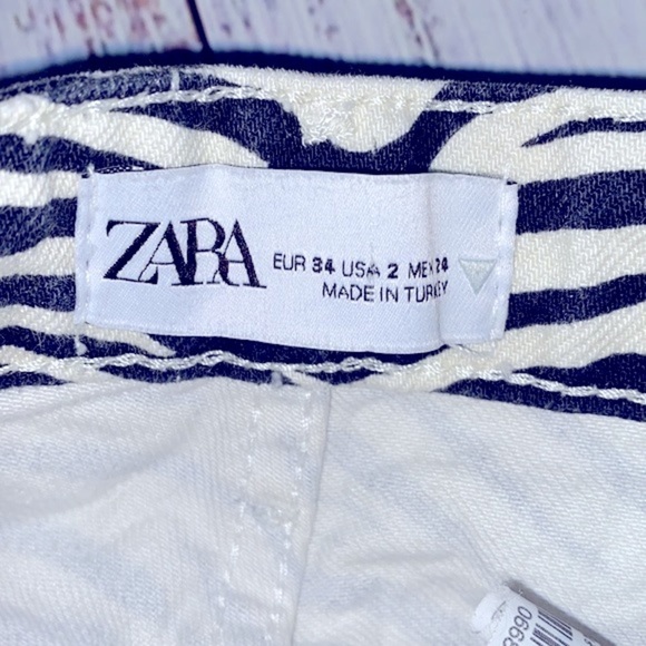 ZARA zebra print high rise jeans size 2 - Picture 8 of 11